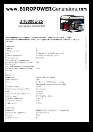 Benzine Generatoren Europower EP6000E-25 (S)