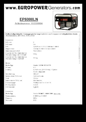 Benzine Generatoren Europower EP6000LN (S)