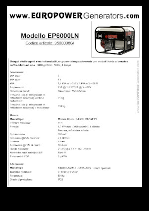 Benzine Generatoren Europower EP6000LN (S)