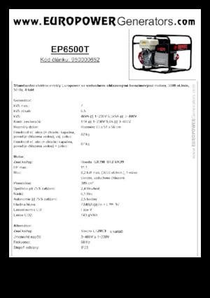 Benzine Generatoren Europower EP6500T (S)