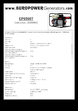 Benzine Generatoren Europower EP6500T (S)
