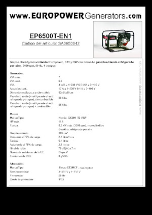 Benzine Generatoren Europower EP6500T-EN1 (S)