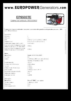 Benzine Generatoren Europower EP6500TE (S)