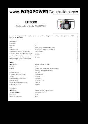 Benzine Generatoren Europower EP7000 (S)