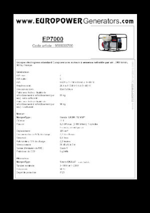 Benzine Generatoren Europower EP7000 (S)