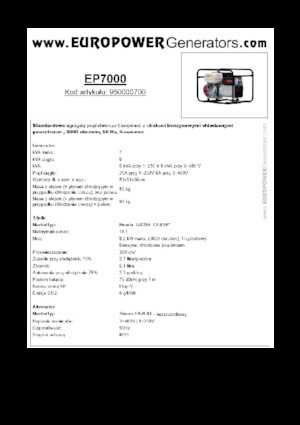 Benzine Generatoren Europower EP7000 (S)
