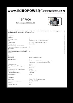 Benzine Generatoren Europower EP7000 (S)