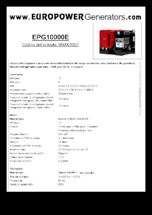 Benzine Generatoren Europower EPG10000E (S)