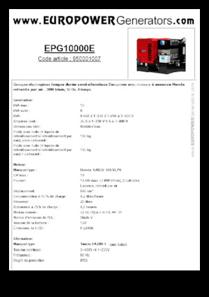 Benzine Generatoren Europower EPG10000E (S)