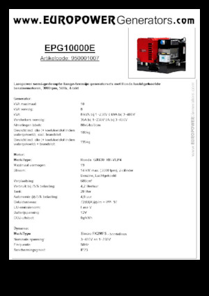 Benzine Generatoren Europower EPG10000E (S)