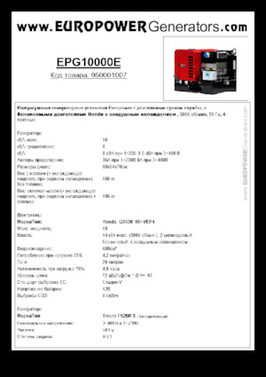 Benzine Generatoren Europower EPG10000E (S)