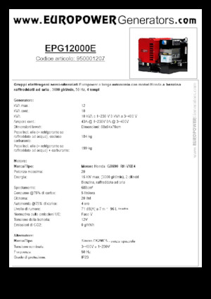 Benzine Generatoren Europower EPG12000E (S)