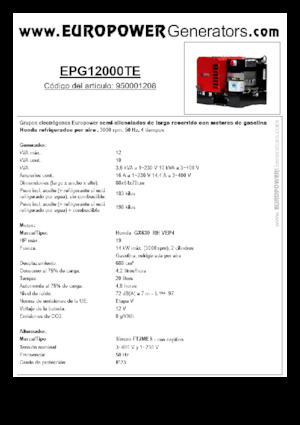 Benzine Generatoren Europower EPG12000TE (S)