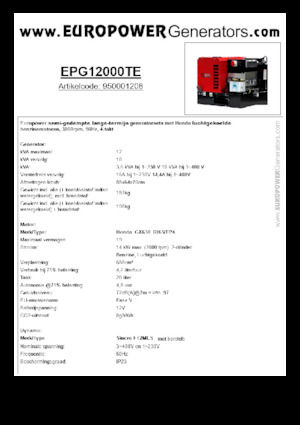 Benzine Generatoren Europower EPG12000TE (S)