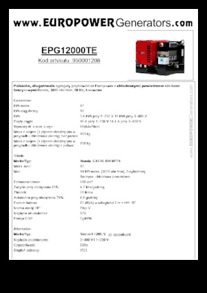 Benzine Generatoren Europower EPG12000TE (S)