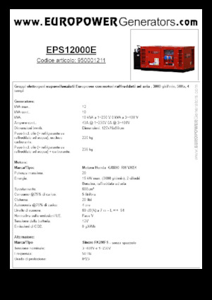 Benzine Generatoren Europower EPS12000E (S)