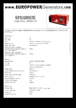 Benzine Generatoren Europower EPS12000TE (MA)