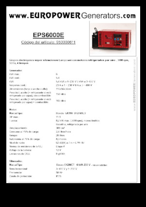 Benzine Generatoren Europower EPS6000E (S)