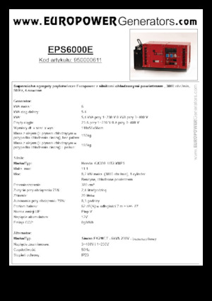 Benzine Generatoren Europower EPS6000E (S)