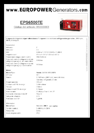 Benzine Generatoren Europower EPS6500TE (S)