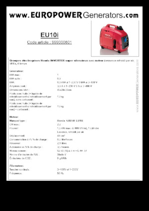 Benzine Generatoren Europower EU10i
