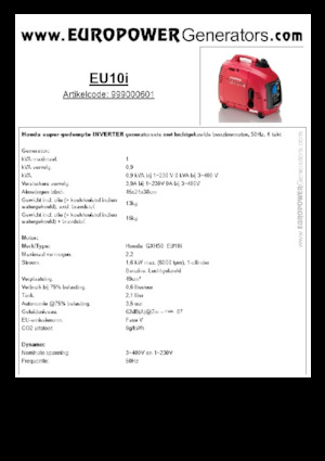Benzine Generatoren Europower EU10i