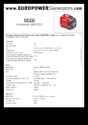 Benzine Generatoren Europower EU22i