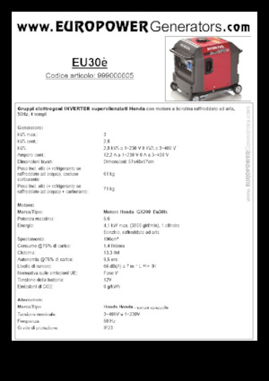 Benzine Generatoren Europower EU30is