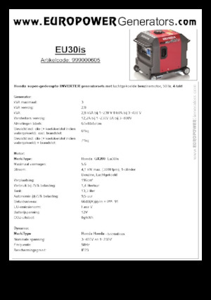 Benzine Generatoren Europower EU30is