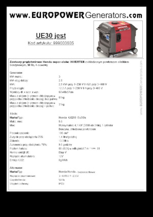 Benzine Generatoren Europower EU30is
