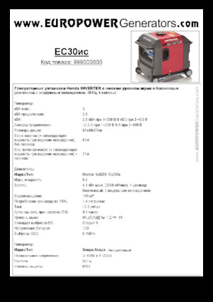 Benzine Generatoren Europower EU30is
