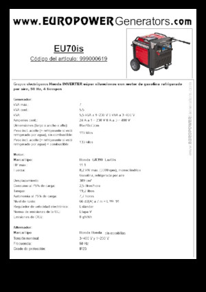 Benzine Generatoren Europower EU70is