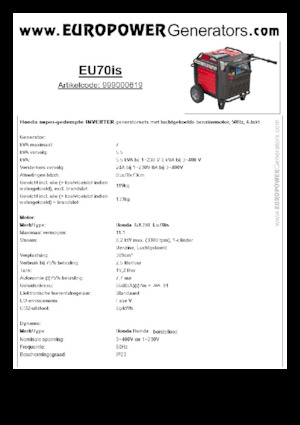 Benzine Generatoren Europower EU70is