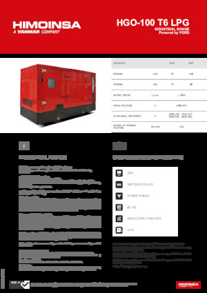 Benzine Generatoren HIMOINSA HGO-100 T6 LPG