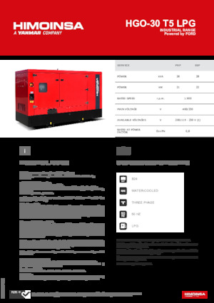 Benzine Generatoren HIMOINSA HGO-30 T5 LPG
