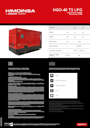 Benzine Generatoren HIMOINSA HGO-40 T5 LPG