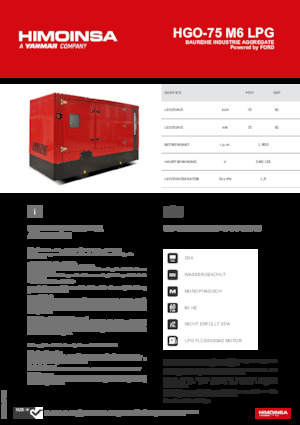 Benzine Generatoren HIMOINSA HGO-75 M6 LPG