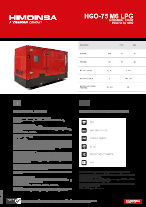 Benzine Generatoren HIMOINSA HGO-75 M6 LPG