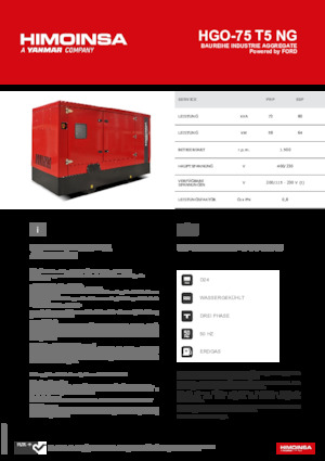 Benzine Generatoren HIMOINSA HGO-75 T5 NG