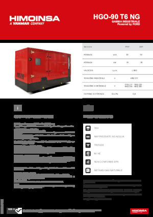 Benzine Generatoren HIMOINSA HGO-90 T6 NG