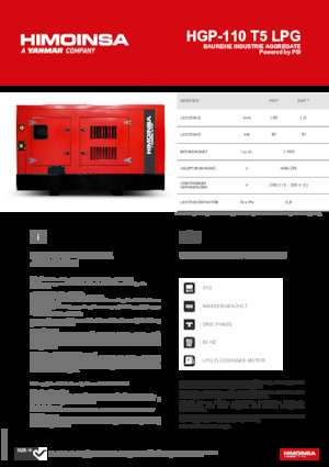 Benzine Generatoren HIMOINSA HGP-110 T5 LPG