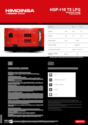 Benzine Generatoren HIMOINSA HGP-110 T5 LPG