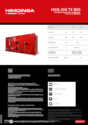 Benzine Generatoren HIMOINSA HGS-335 T6 BIO