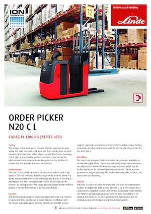 Orderverzameltrucks Linde N20C L