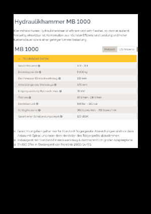 Hydraulische brekers Epiroc MB 1000