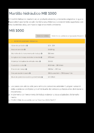 Hydraulische brekers Epiroc MB 1000