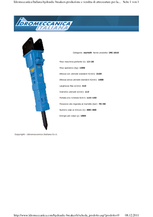 Hydraulische brekers Idromeccanica IMI 1010