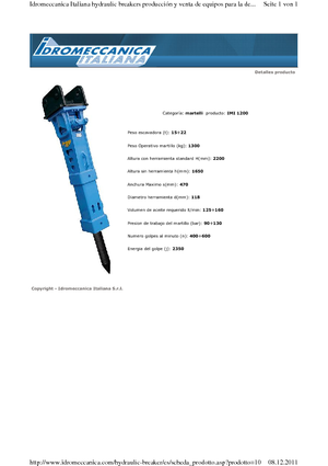 Hydraulische brekers Idromeccanica IMI 1200