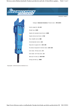 Hydraulische brekers Idromeccanica IMI 160 R