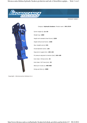 Hydraulische brekers Idromeccanica IMI 170 M